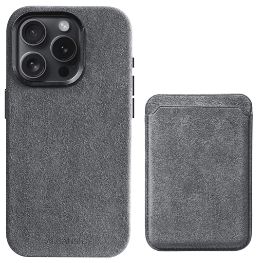 iPhone Alcantara Case + MagSafe Wallet - Nardo Gray - Alcanside